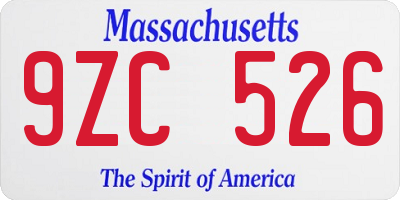 MA license plate 9ZC526