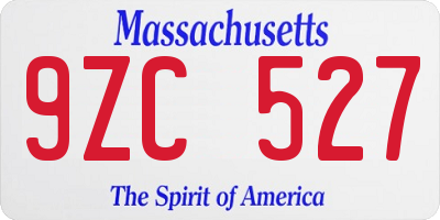 MA license plate 9ZC527