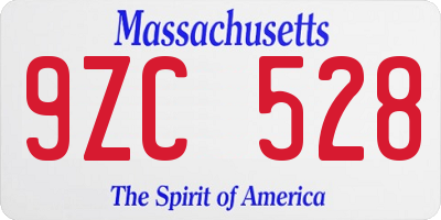 MA license plate 9ZC528