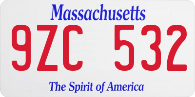 MA license plate 9ZC532
