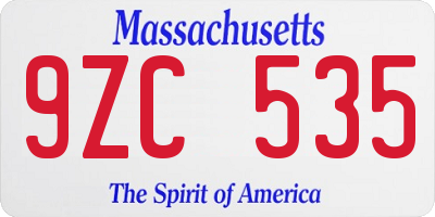 MA license plate 9ZC535