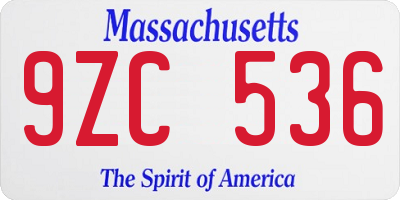 MA license plate 9ZC536