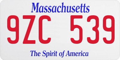 MA license plate 9ZC539