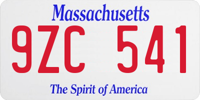 MA license plate 9ZC541