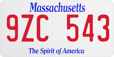 MA license plate 9ZC543