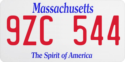 MA license plate 9ZC544