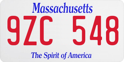 MA license plate 9ZC548