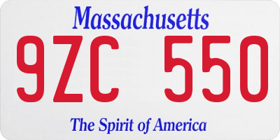 MA license plate 9ZC550
