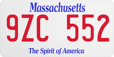 MA license plate 9ZC552