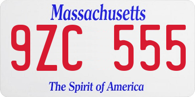 MA license plate 9ZC555