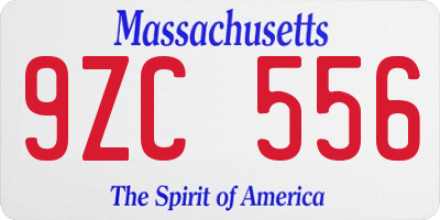 MA license plate 9ZC556
