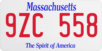 MA license plate 9ZC558