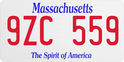 MA license plate 9ZC559