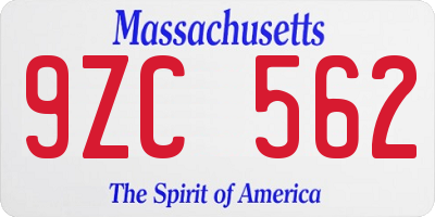 MA license plate 9ZC562