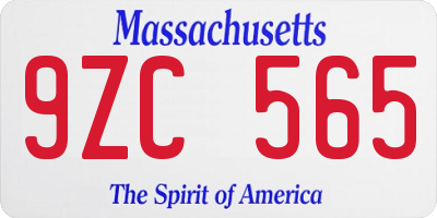 MA license plate 9ZC565