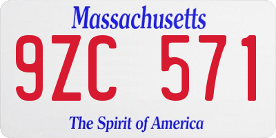 MA license plate 9ZC571