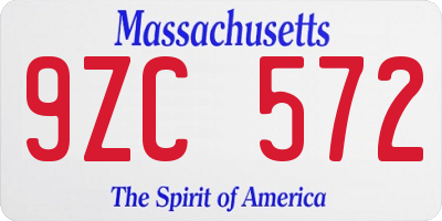 MA license plate 9ZC572