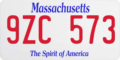 MA license plate 9ZC573