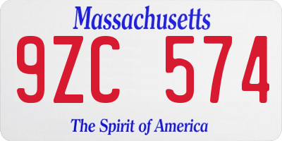 MA license plate 9ZC574