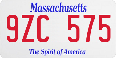 MA license plate 9ZC575