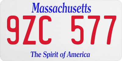 MA license plate 9ZC577