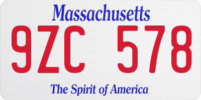 MA license plate 9ZC578
