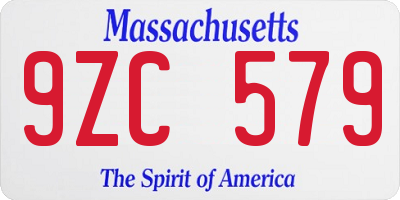 MA license plate 9ZC579