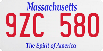 MA license plate 9ZC580