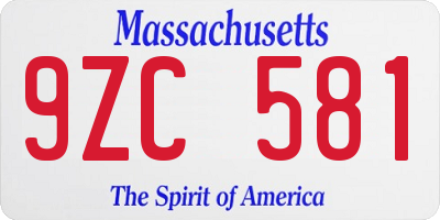 MA license plate 9ZC581