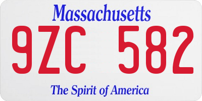 MA license plate 9ZC582