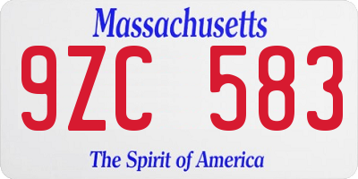 MA license plate 9ZC583