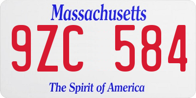 MA license plate 9ZC584