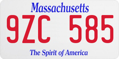 MA license plate 9ZC585