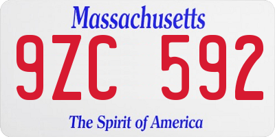 MA license plate 9ZC592