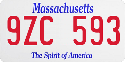 MA license plate 9ZC593