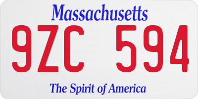 MA license plate 9ZC594