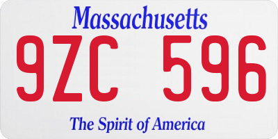 MA license plate 9ZC596