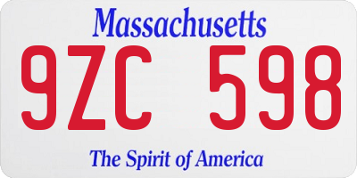 MA license plate 9ZC598