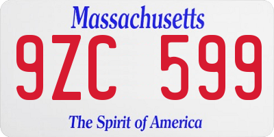 MA license plate 9ZC599