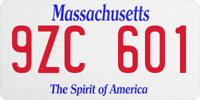 MA license plate 9ZC601