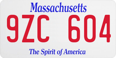 MA license plate 9ZC604