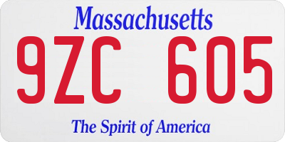 MA license plate 9ZC605