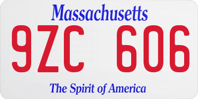 MA license plate 9ZC606