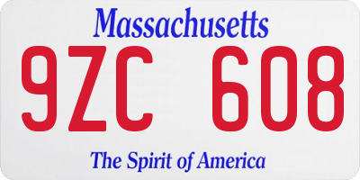 MA license plate 9ZC608