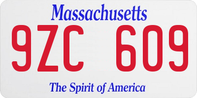 MA license plate 9ZC609