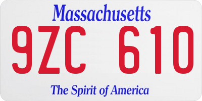 MA license plate 9ZC610