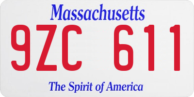 MA license plate 9ZC611