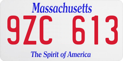 MA license plate 9ZC613