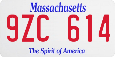MA license plate 9ZC614