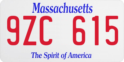 MA license plate 9ZC615